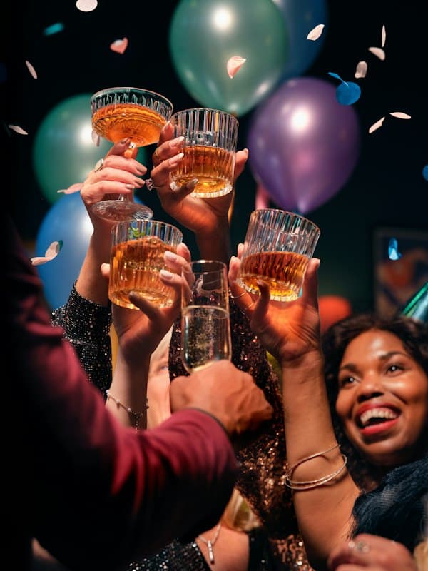 Glasses raised for a toast